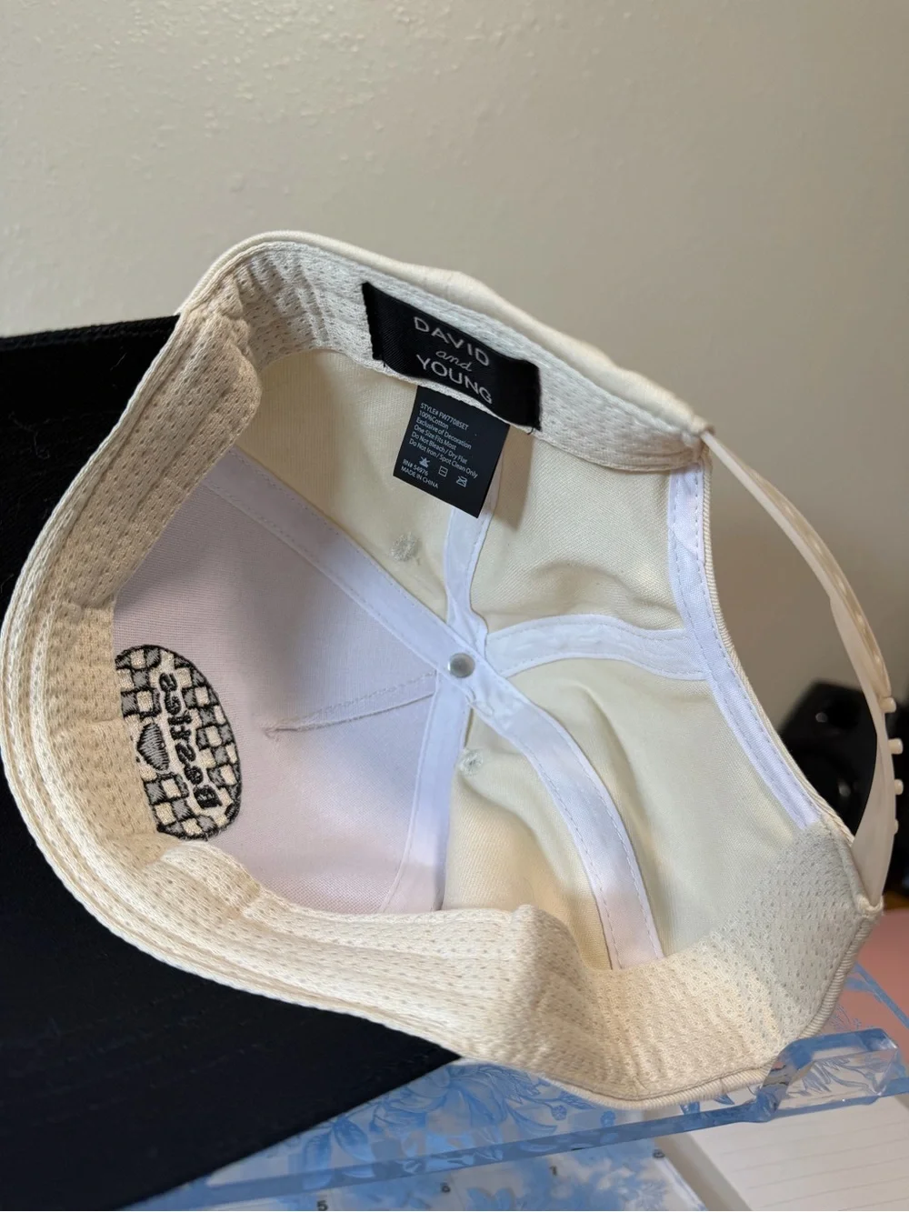 David and Young Two-Tone 'Besties' Baseball Cap - Cream & Black